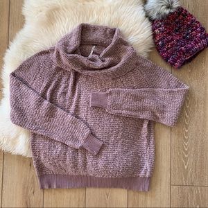 Free People Purple Mauve Cowl Neck Sweater